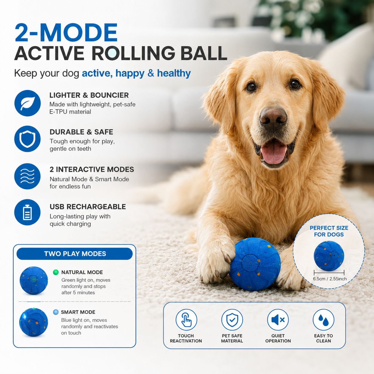 Cheerble Smart Rolling Dog Ball Toy – Available at Bowboo