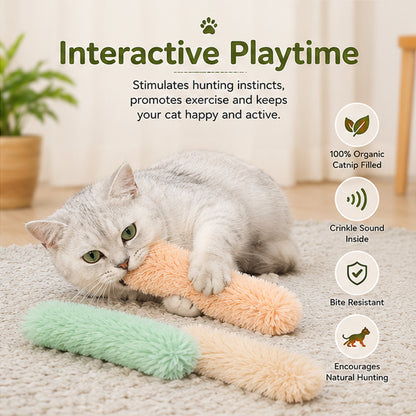 BowBooPets™ Organic Catnip Kicker Toy Set | Plush Crinkle Cat Pillows for Indoor Cats (3-Pack)